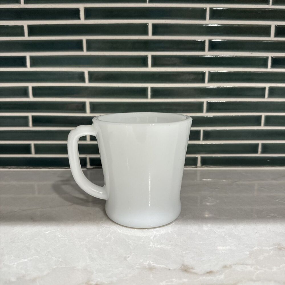 Classic Vintage Fire-King White Milk Glass D-handle Coffee Mug